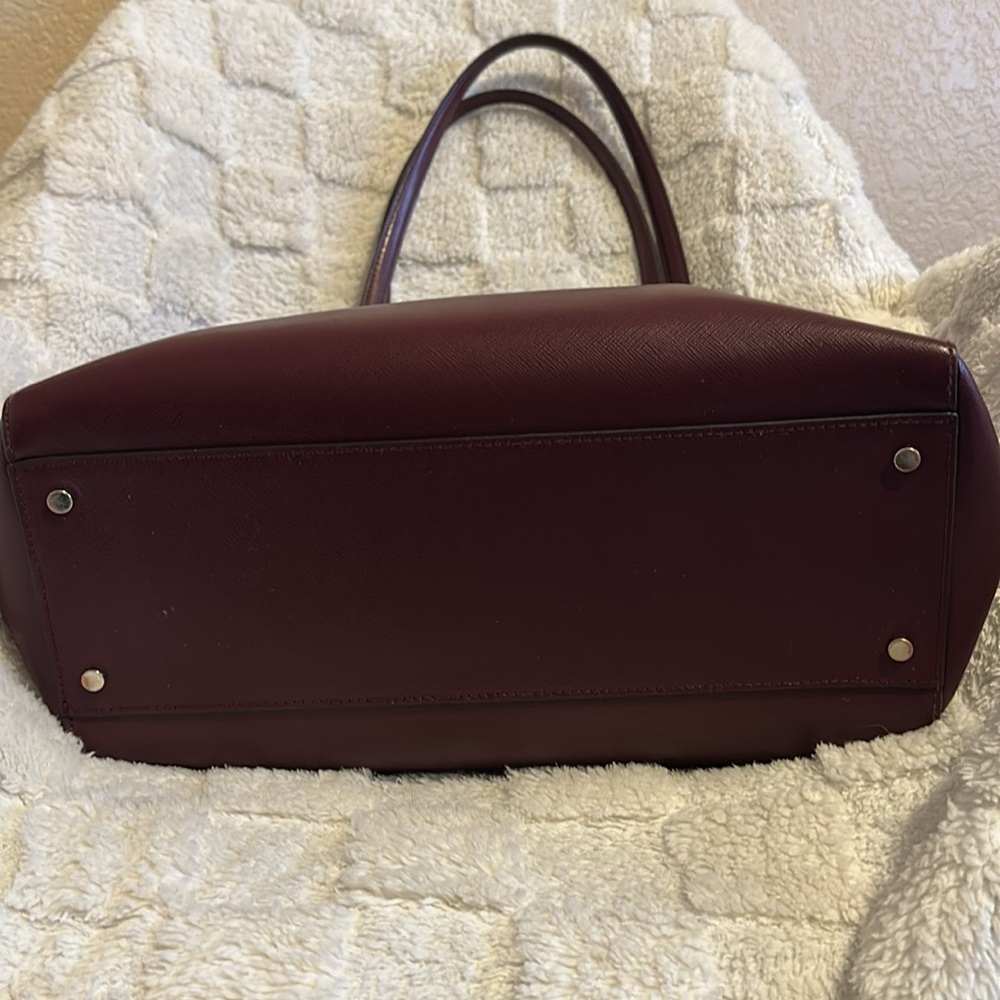 Kate Spade Staci Laptop Shoulder Tote Purse Burgundy with Matching Wallet - Picture 8 of 9